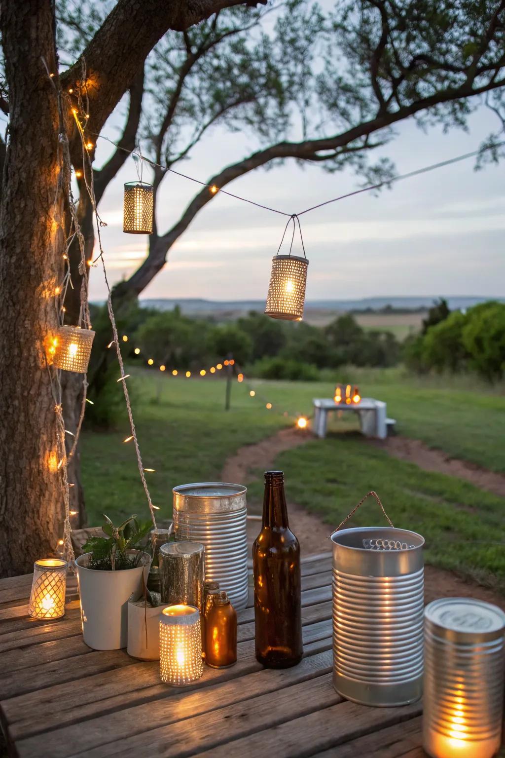 <strong>DIY</strong> lighting projects can give your space unique, eco-friendly personal touches.” loading=”lazy” class=”pimg”>
</picture><figcaption><strong>DIY</strong> lighting projects can give your space unique, eco-friendly personal touches.</figcaption></figure>
<p>Get imaginative and try creating <strong>DIY</strong> lighting from recycled materials like glass bottles or tin cans. It’s a fun way to give your outdoor decor a personal touch.</p>
<h3>You might give these a try:</h3>
<ul class=