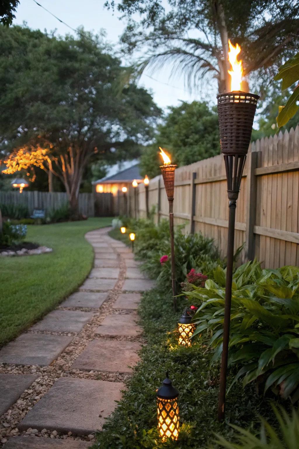 Tiki torches give any outdoor space a festive, tropical feel.