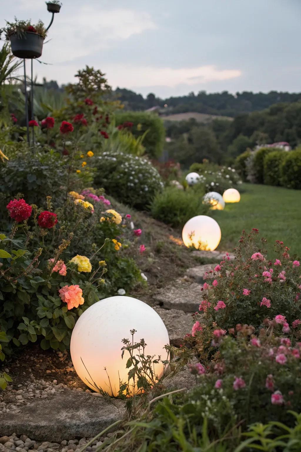 Garden orbs bring a stylish and modern element to outdoor settings.