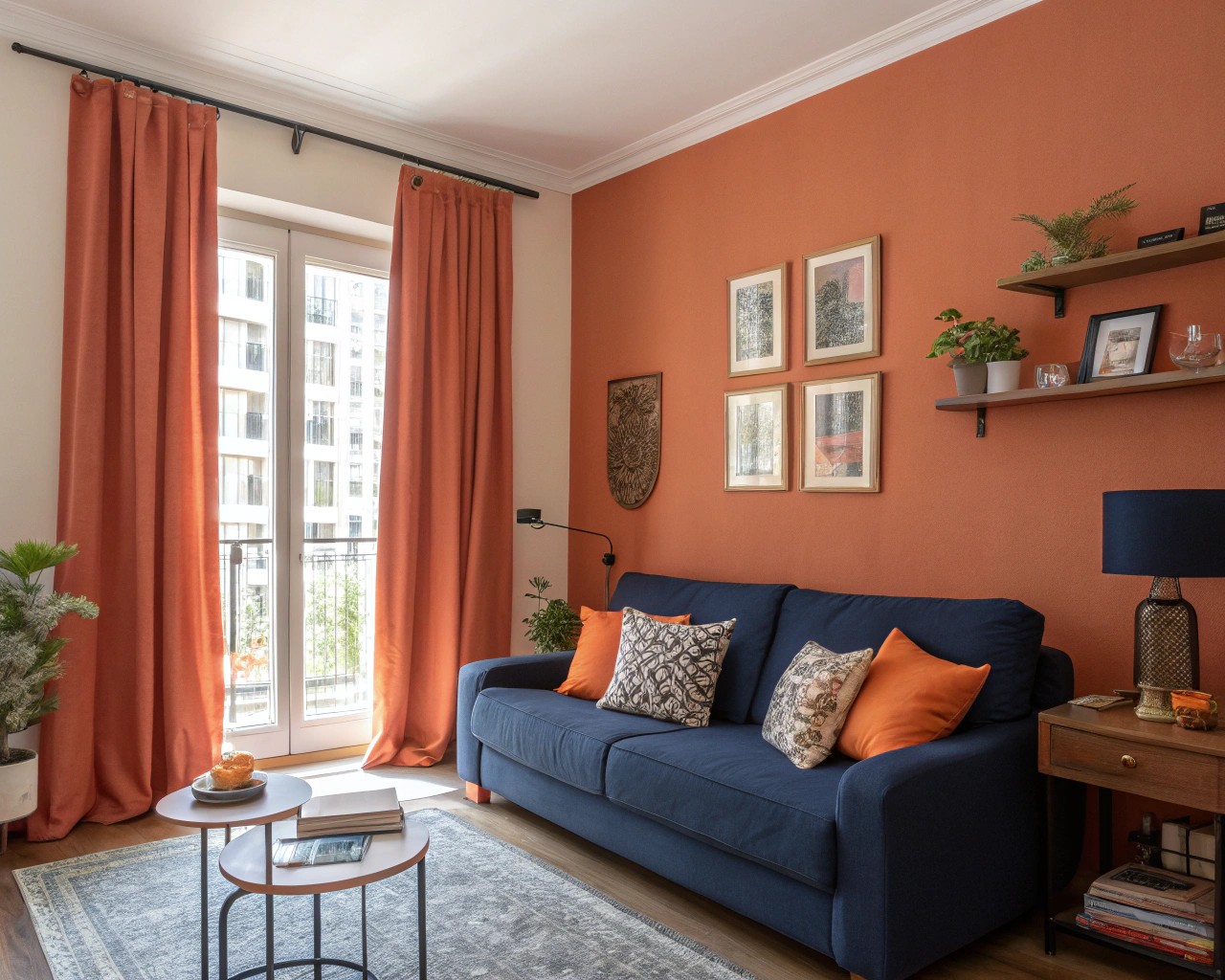 Discover the dynamic appeal of navy blue paired with burnt orange.