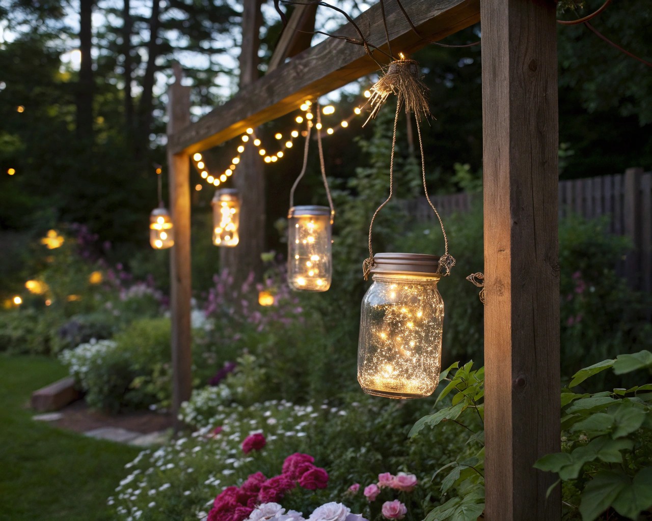 Mason jar solar lanterns provide sustainable and beautiful outdoor lighting.
