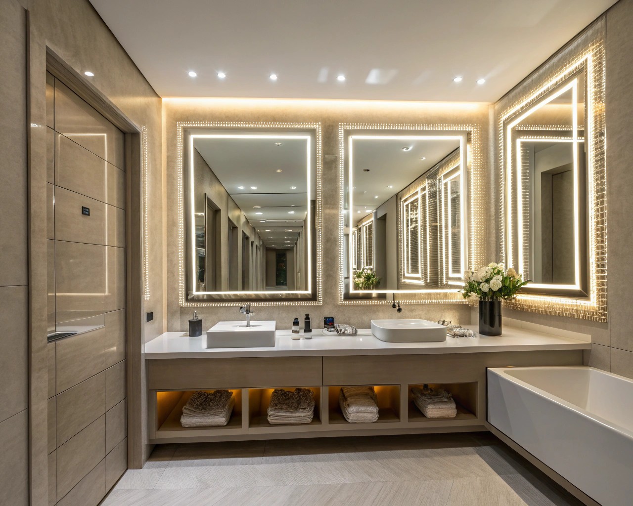 Mirrors strategically placed to amplify natural light.