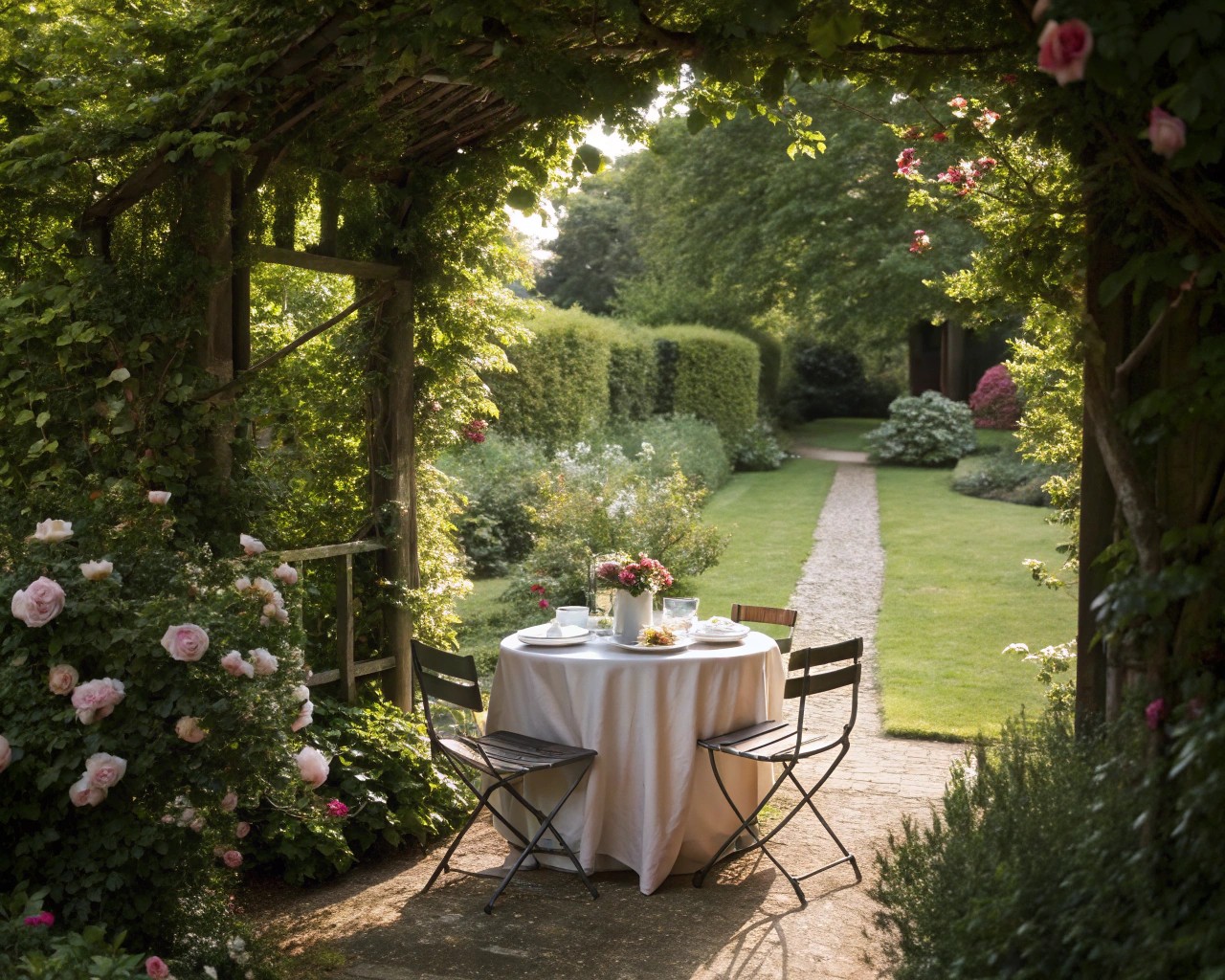 Selecting a naturally secluded spot enhances the intimacy of the dining experience.